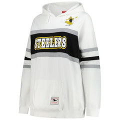 Pittsburgh Steelers Women's Plus Size Head Coach Throwback Pullover Hoodie - White for sale