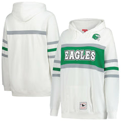 Philadelphia Eagles Women's Plus Size Head Coach Throwback Pullover Hoodie - White on sale