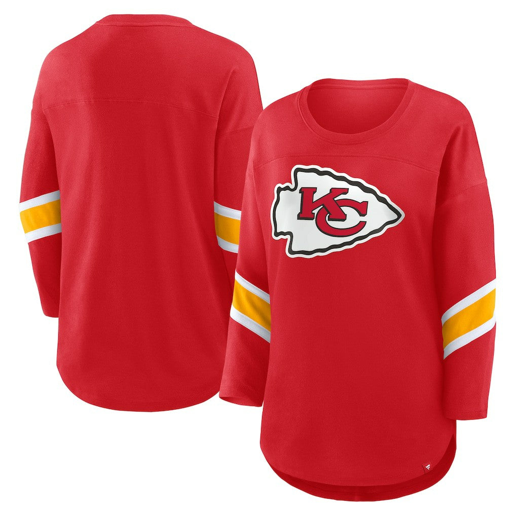 Kansas City Chiefs Women's Plus Size Redzone 3/4-Sleeve Scoop Neck T-Shirt - Red for sale