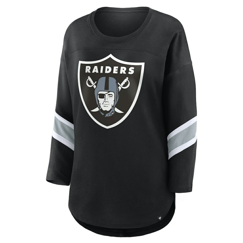 Las Vegas Raiders Women's Plus Size Redzone 3/4-Sleeve Scoop Neck T-Shirt - Black cheap