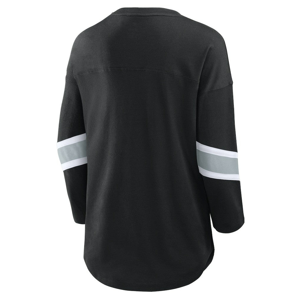Las Vegas Raiders Women's Plus Size Redzone 3/4-Sleeve Scoop Neck T-Shirt - Black cheap
