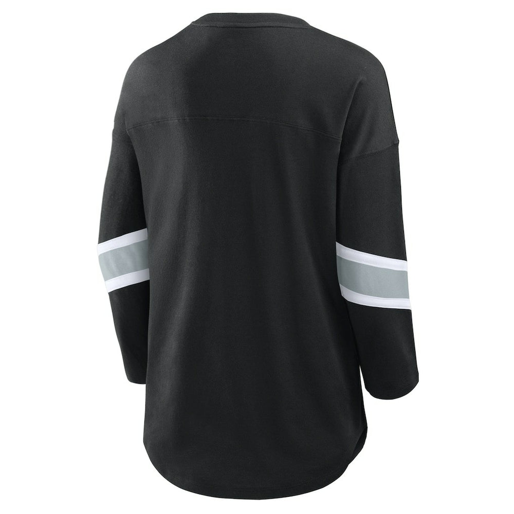 Las Vegas Raiders Women's Plus Size Redzone 3/4-Sleeve Scoop Neck T-Shirt - Black cheap