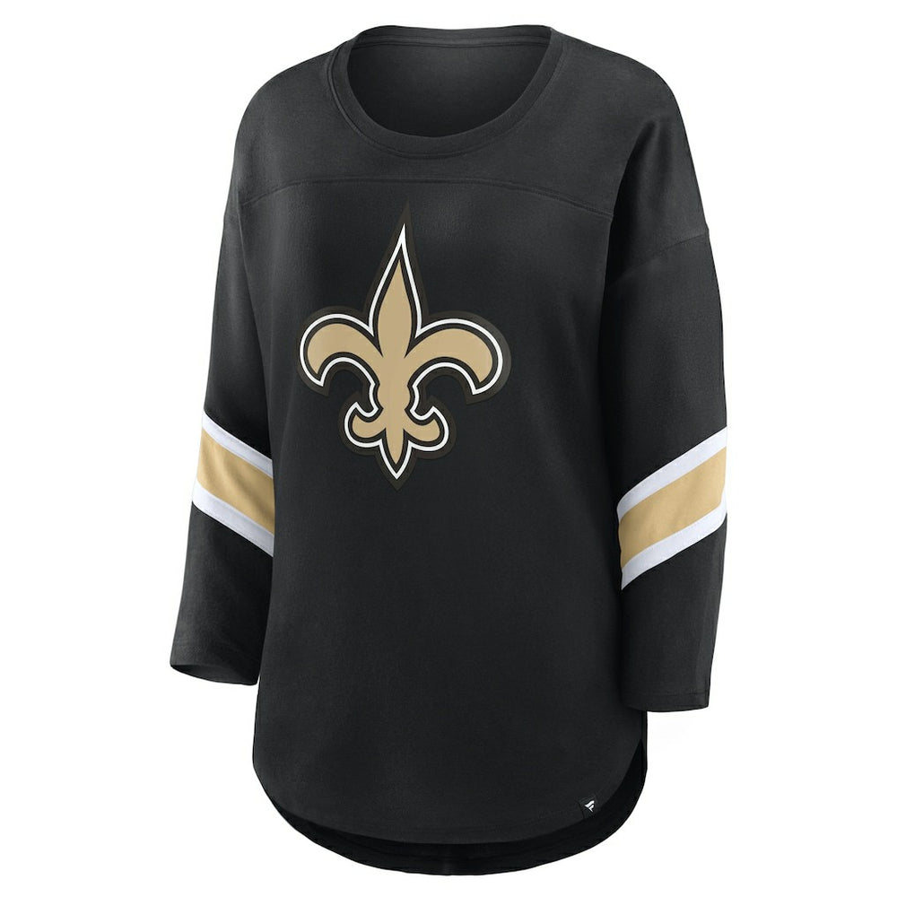 New Orleans Saints Women's Plus Size Redzone 3/4-Sleeve Scoop Neck T-Shirt - Black sale