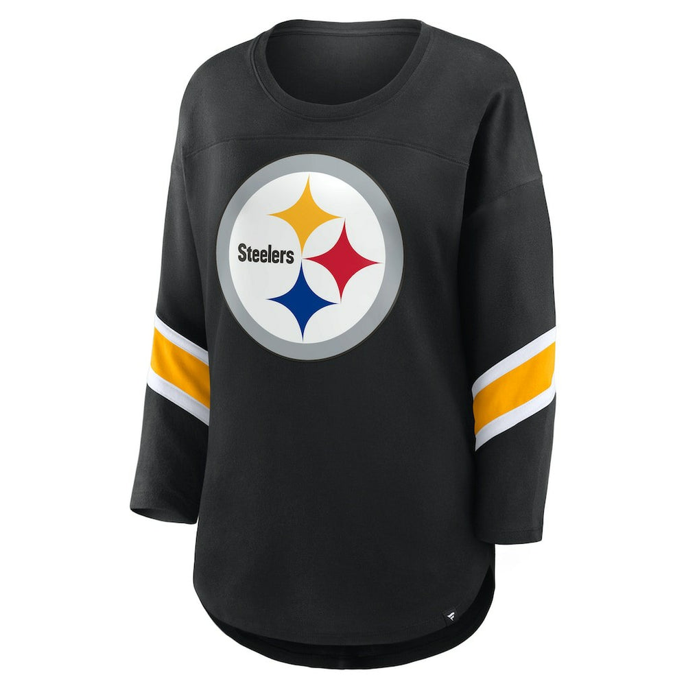 Pittsburgh Steelers Women's Plus Size Redzone 3/4-Sleeve Scoop Neck T-Shirt - Black for sale