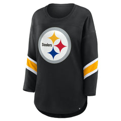 Pittsburgh Steelers Women's Plus Size Redzone 3/4-Sleeve Scoop Neck T-Shirt - Black for sale