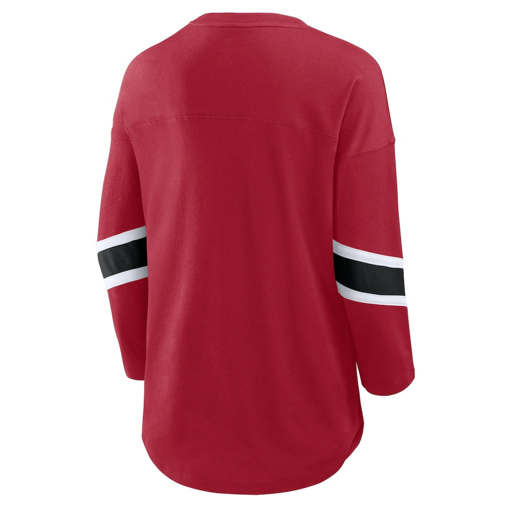 San Francisco 49ers Women's Plus Size Redzone 3/4-Sleeve Scoop Neck T-Shirt - Scarlet on sale