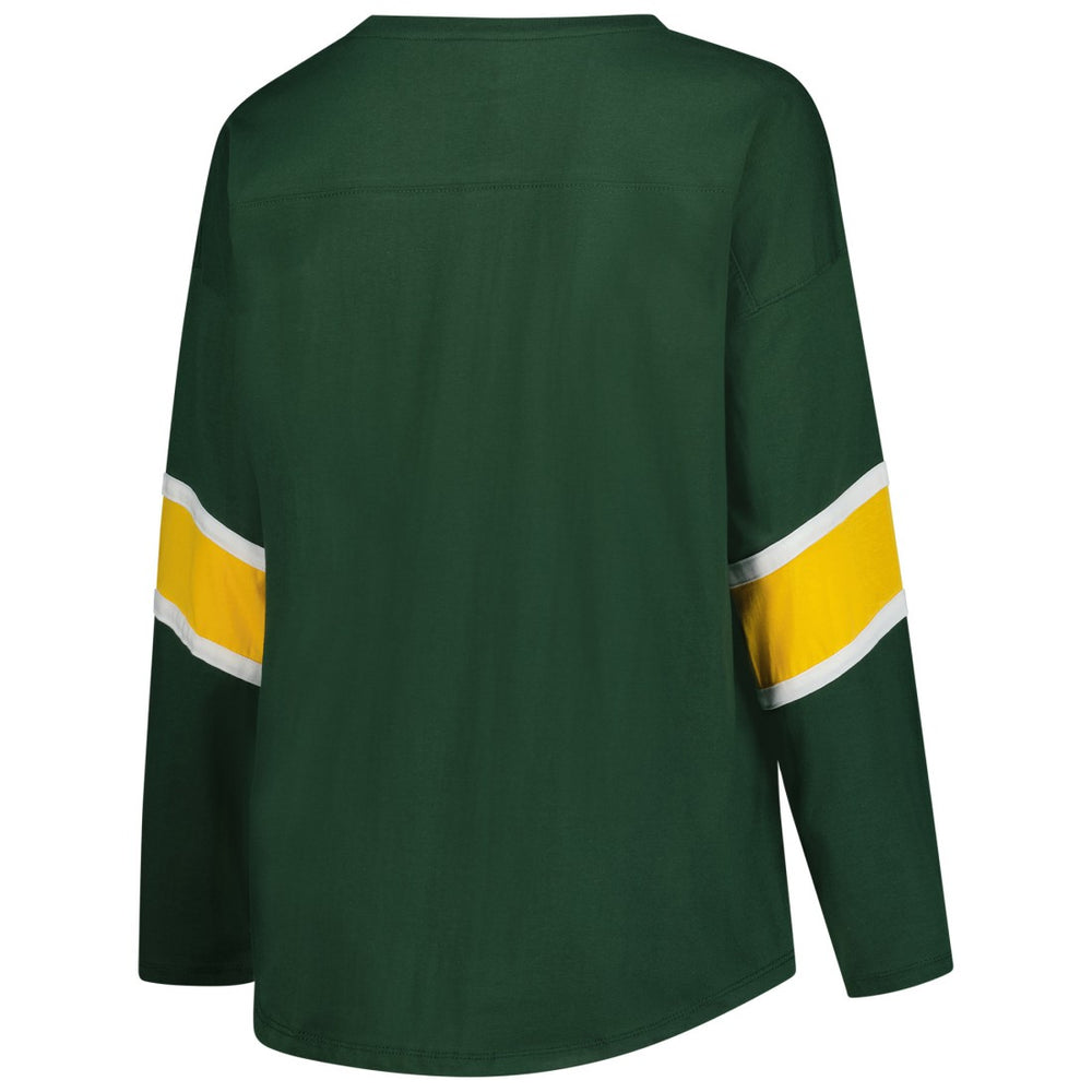 Green Bay Packers Women's Plus Size Redzone 3/4-Sleeve Scoop Neck T-Shirt - Green outlet