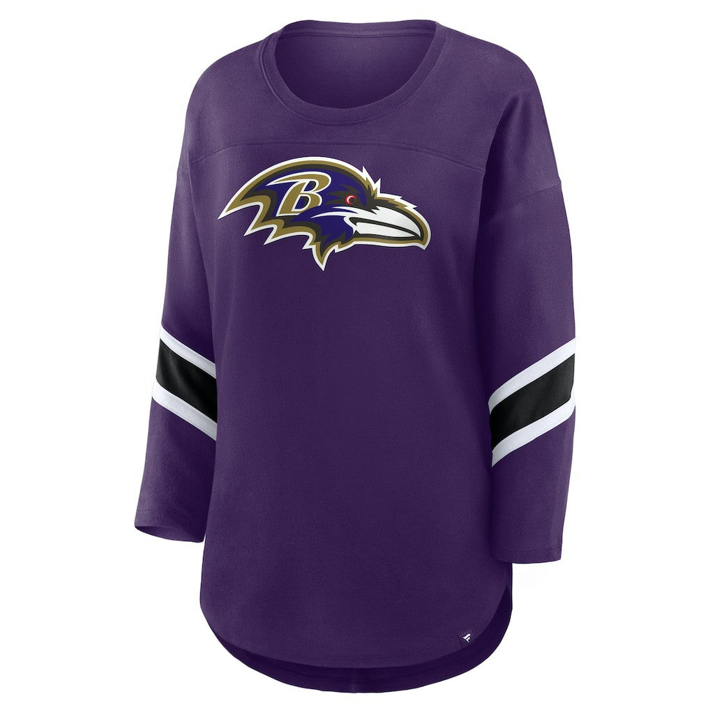Baltimore Ravens Women's Plus Size Redzone 3/4-Sleeve Scoop Neck T-Shirt - Purple outlet