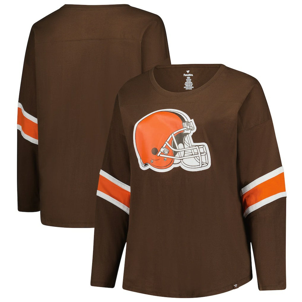 Cleveland Browns Women's Plus Size Redzone 3/4-Sleeve Scoop Neck T-Shirt - Brown on sale