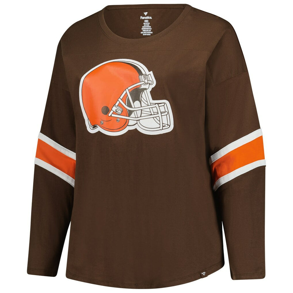 Cleveland Browns Women's Plus Size Redzone 3/4-Sleeve Scoop Neck T-Shirt - Brown on sale