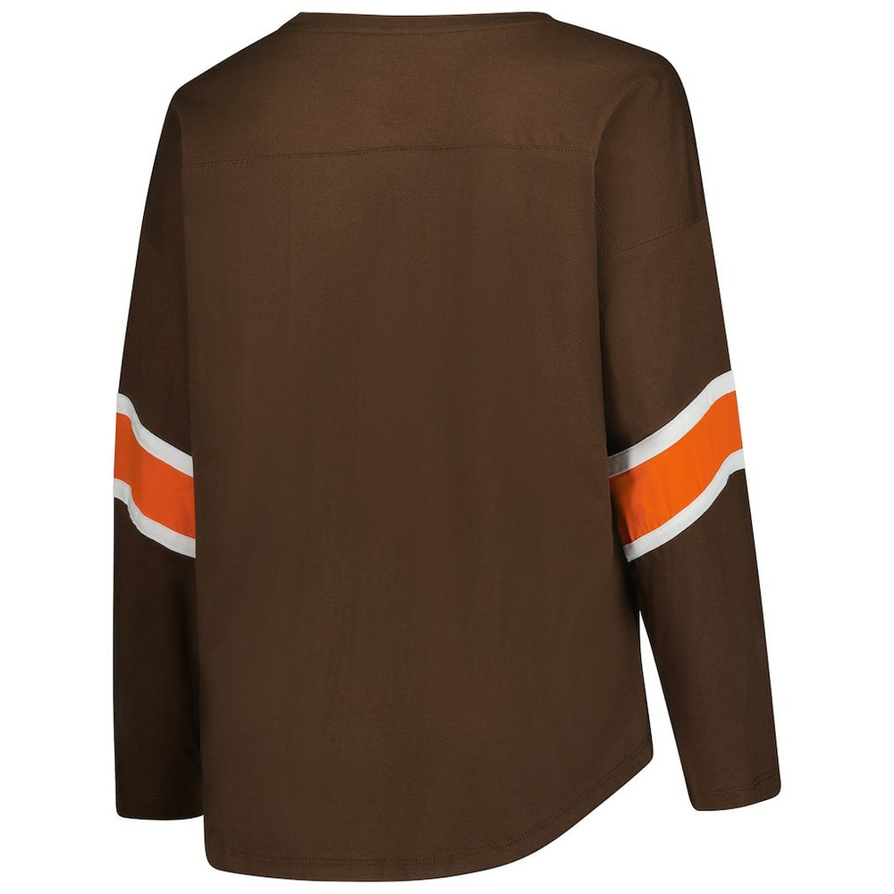Cleveland Browns Women's Plus Size Redzone 3/4-Sleeve Scoop Neck T-Shirt - Brown on sale