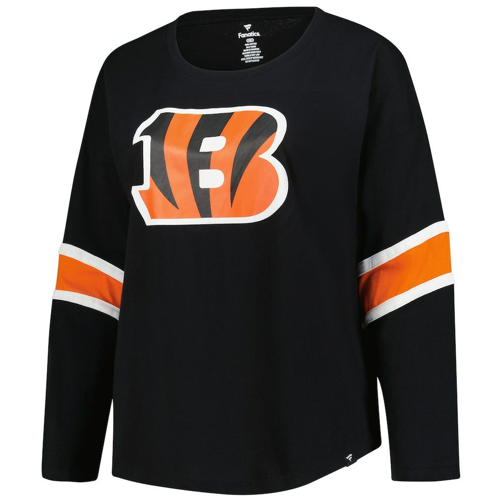 Cincinnati Bengals Women's Plus Size Redzone 3/4-Sleeve Scoop Neck T-Shirt - Black on sale
