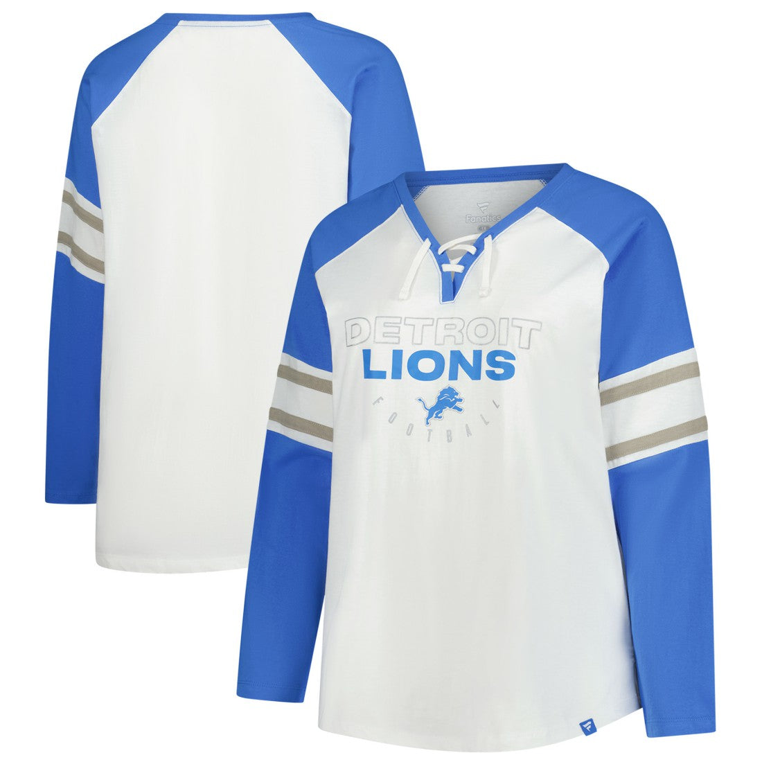 Detroit Lions Women's Plus Size Redzone Lace Up Long Sleeve T-Shirt - White sale