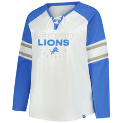 Detroit Lions Women's Plus Size Redzone Lace Up Long Sleeve T-Shirt - White sale
