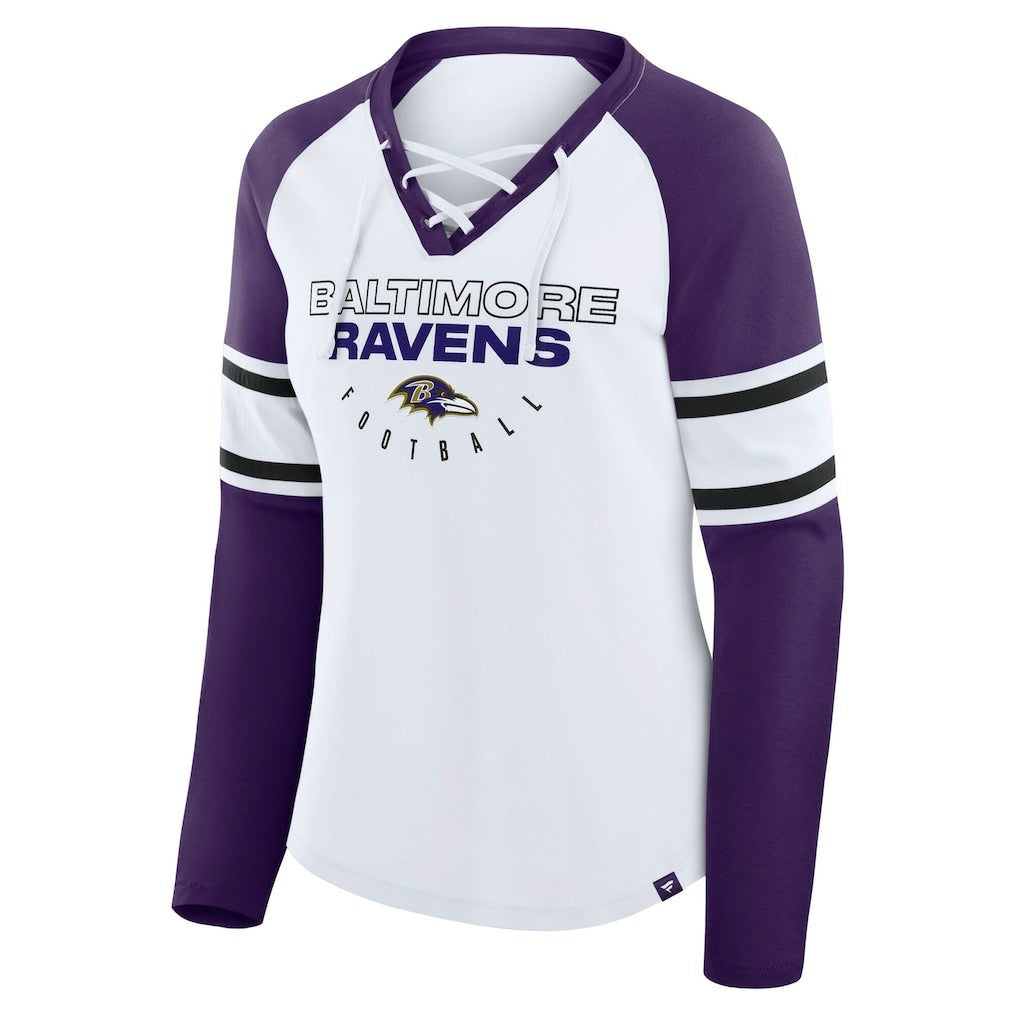 Baltimore Ravens Women's Plus Size Redzone Lace Up Long Sleeve T-Shirt - White online