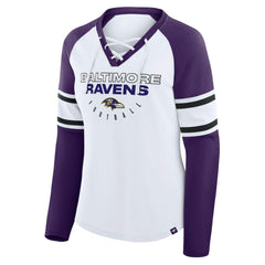 Baltimore Ravens Women's Plus Size Redzone Lace Up Long Sleeve T-Shirt - White online