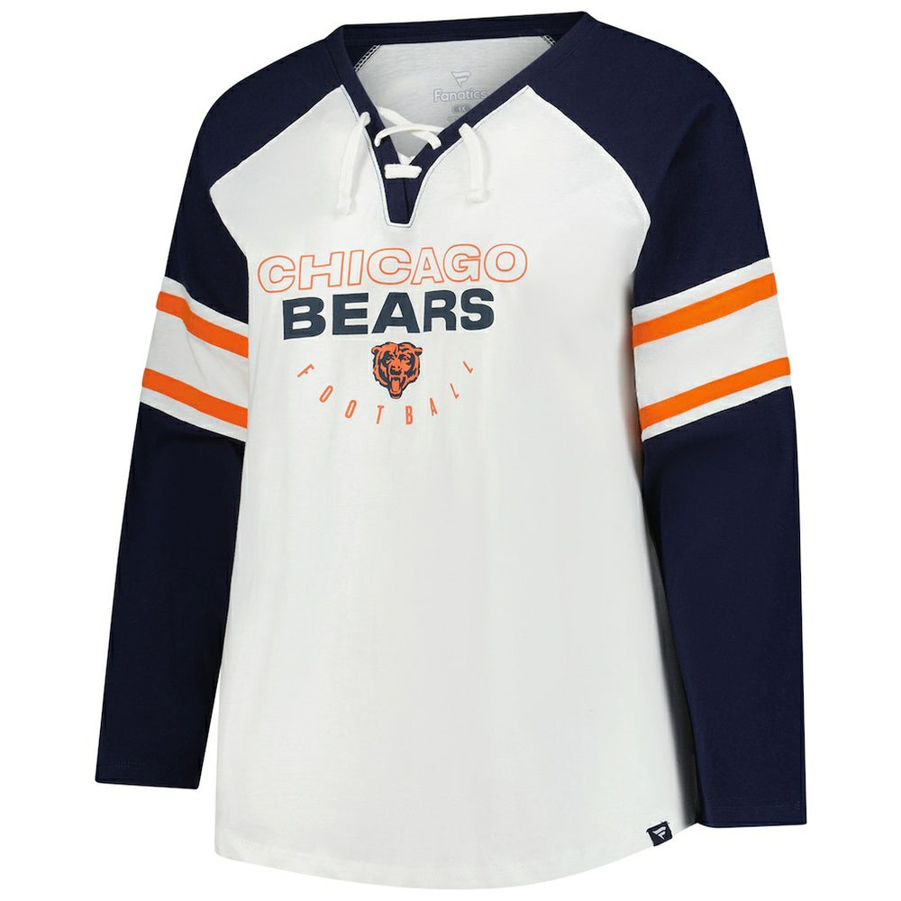 Chicago Bears Women's Plus Size Redzone Lace Up Long Sleeve T-Shirt - White cheap