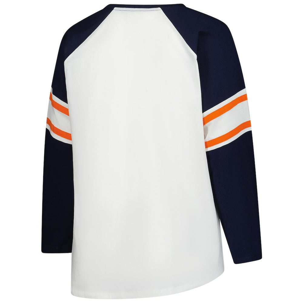 Chicago Bears Women's Plus Size Redzone Lace Up Long Sleeve T-Shirt - White cheap