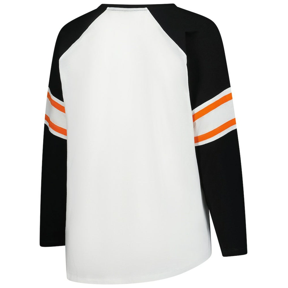 Cincinnati Bengals Women's Plus Size Redzone Lace Up Long Sleeve T-Shirt - White cheap