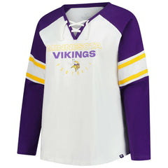 Minnesota Vikings Women's Plus Size Redzone Lace Up Long Sleeve T-Shirt - White for sale