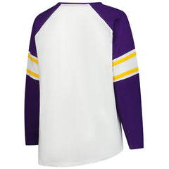 Minnesota Vikings Women's Plus Size Redzone Lace Up Long Sleeve T-Shirt - White for sale