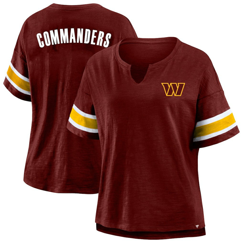 Washington Commanders Women's Plus Size Redzone Notch Neck T-Shirt - Burgundy outlet