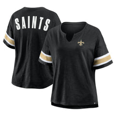 New Orleans Saints Women's Plus Size Redzone Notch Neck T-Shirt - Black for sale