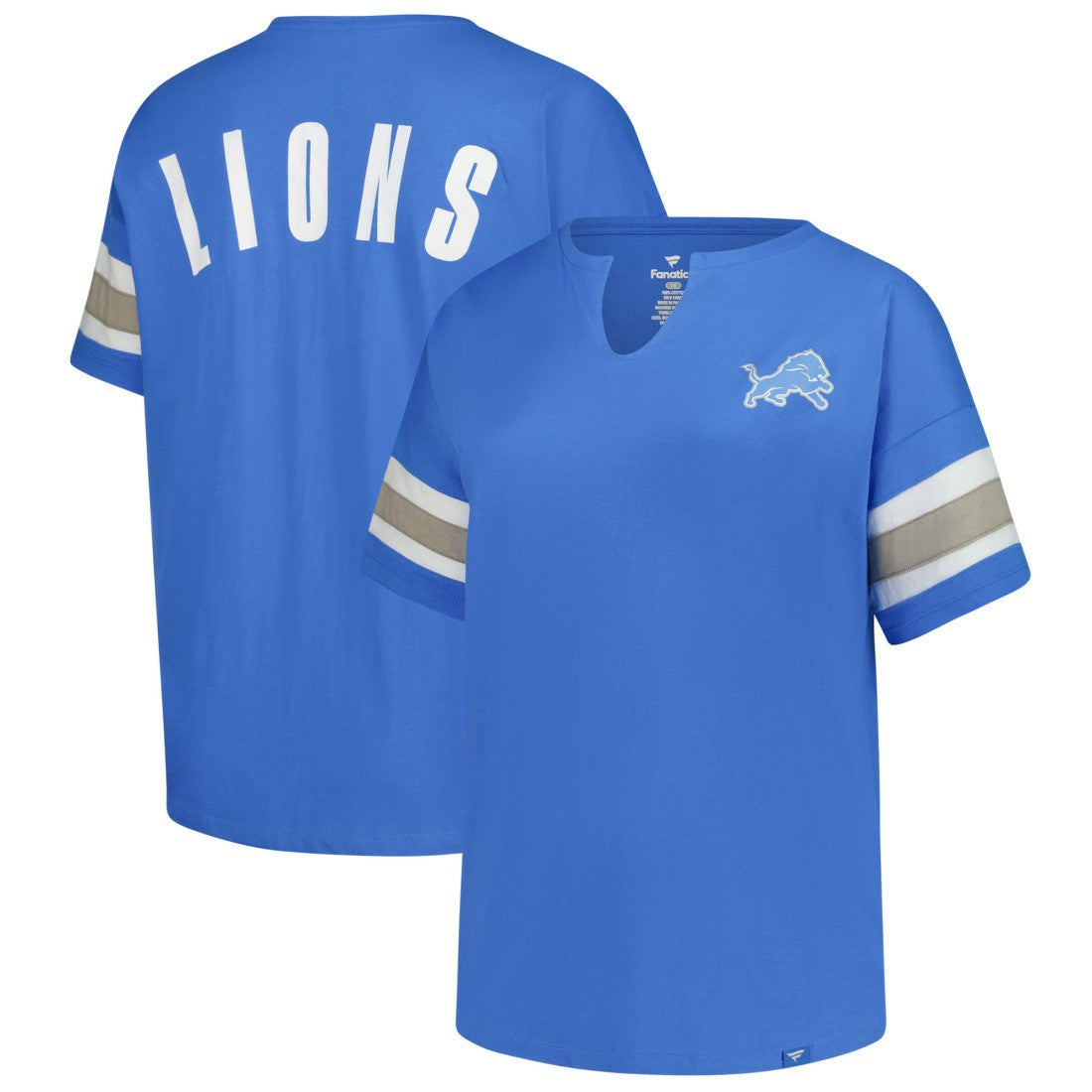 Detroit Lions Women's Plus Size Redzone Notch Neck T-Shirt - Blue sale