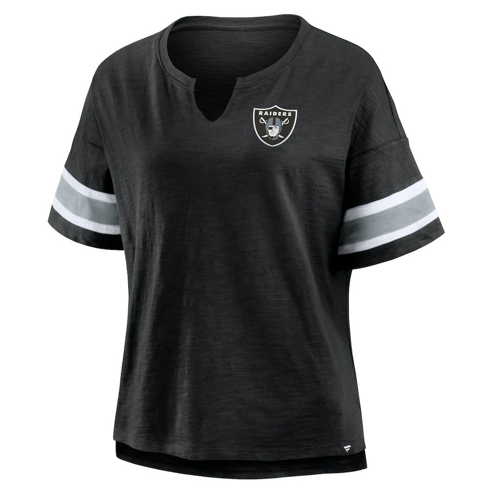 Las Vegas Raiders Women's Plus Size Redzone Notch Neck T-Shirt - Black online