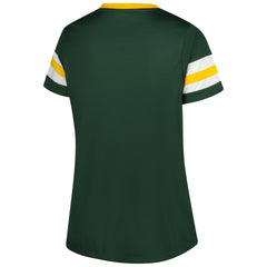 Green Bay Packers Women's Plus Size Rhinestone Redzone Athena Lace-Up Notch Neck T-Shirt - Green sale