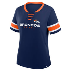 Denver Broncos Women's Plus Size Red Zone Athena Lace-Up V-Notch Neck T-Shirt - Navy cheap