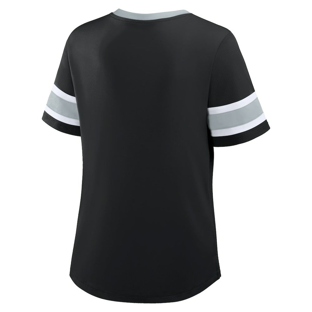 Las Vegas Raiders Women's Plus Size Red Zone Athena Lace-Up V-Notch Neck T-Shirt - Black sale