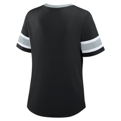Las Vegas Raiders Women's Plus Size Red Zone Athena Lace-Up V-Notch Neck T-Shirt - Black sale
