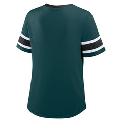 Philadelphia Eagles Women's Plus Size Red Zone Athena Lace-Up V-Notch Neck T-Shirt - Midnight Green online