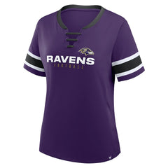 Baltimore Ravens Women's Plus Size Red Zone Athena Lace-Up V-Notch Neck T-Shirt - Purple outlet