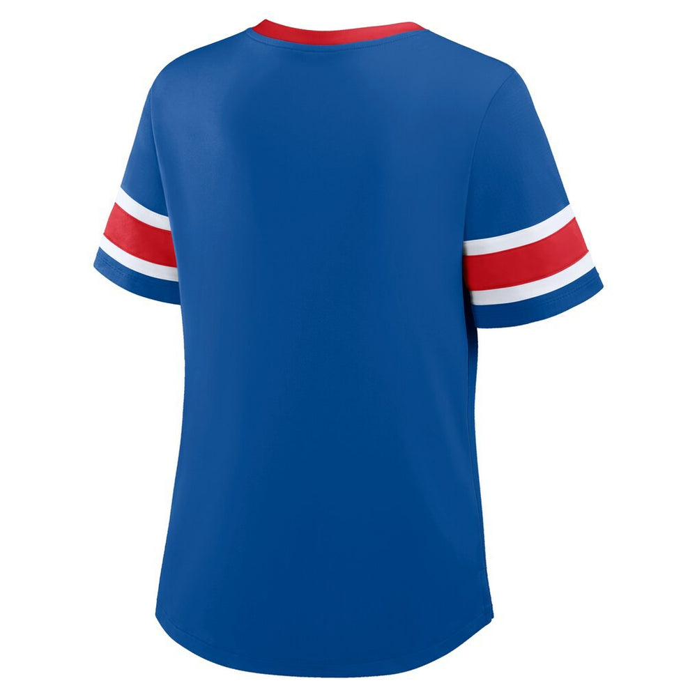 Buffalo Bills Women's Plus Size Red Zone Athena Lace-Up V-Notch Neck T-Shirt - Royal cheap