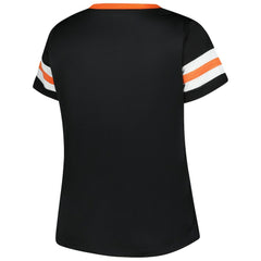 Cincinnati Bengals Women's Plus Size Red Zone Athena Lace-Up V-Notch Neck T-Shirt - Black outlet