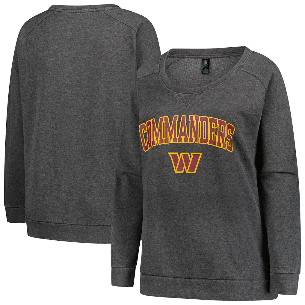 Washington Commanders Profile Women's Plus Size Acid Wash Raglan Sweatshirt - Charcoal cheap