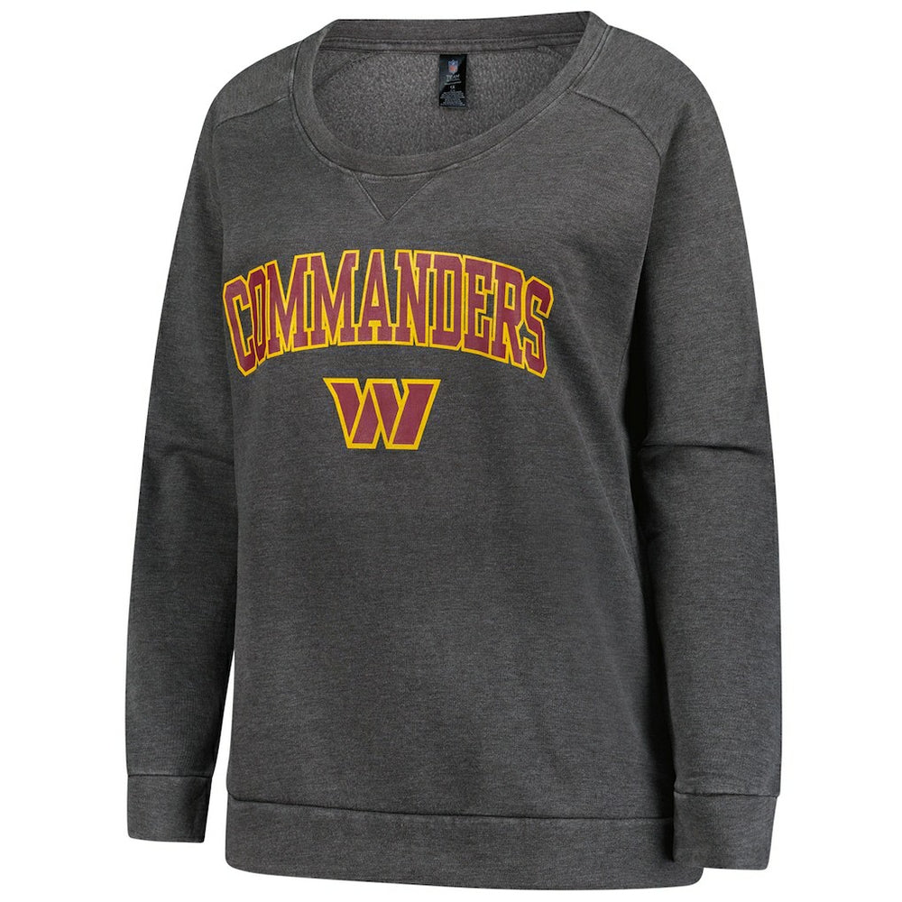 Washington Commanders Profile Women's Plus Size Acid Wash Raglan Sweatshirt - Charcoal cheap