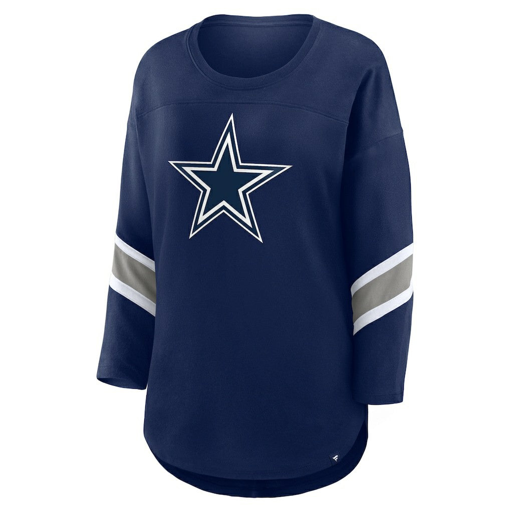 Dallas Cowboys Women's Plus Size Redzone 3/4-Sleeve Scoop Neck T-Shirt - Navy outlet