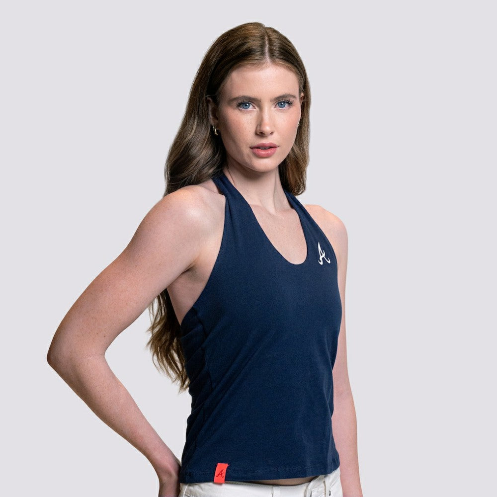 Atlanta Braves Lusso Women's Noelle V-Neck Tank Top - Navy