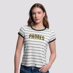 San Diego Padres Lusso Women's Natasha Striped T-Shirt - White