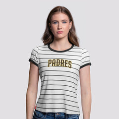 San Diego Padres Lusso Women's Natasha Striped T-Shirt - White