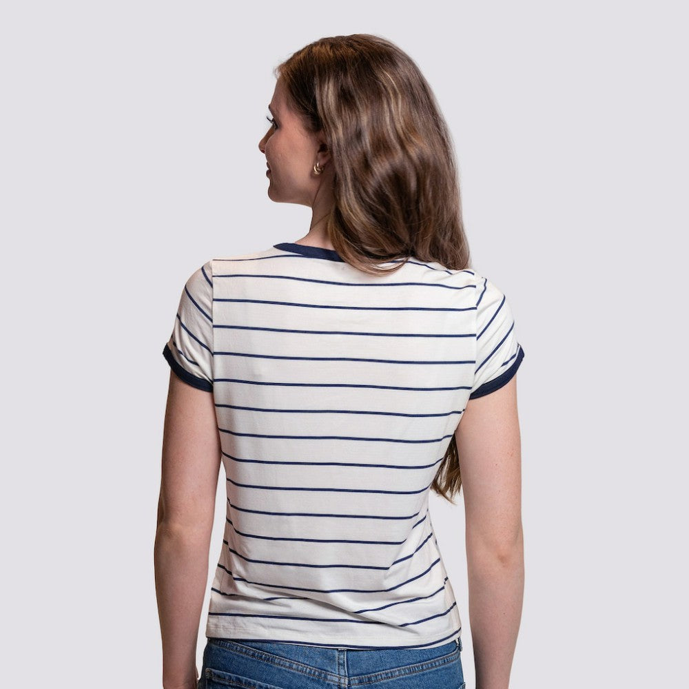 San Diego Padres Lusso Women's Natasha Striped T-Shirt - White