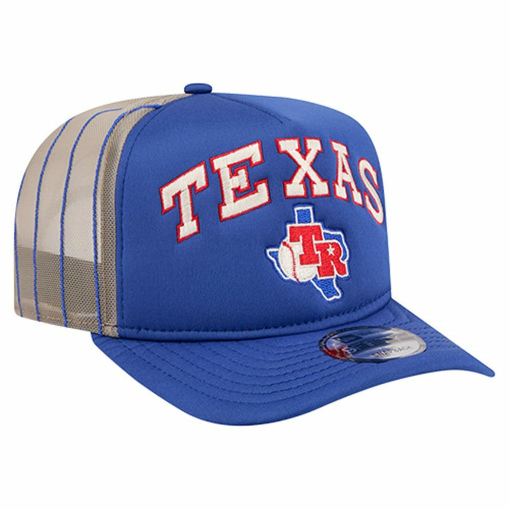 Texas Rangers Vintage Arched Foam Front 9FIFTY A-Frame Adjustable Trucker Hat - Royal | New Era