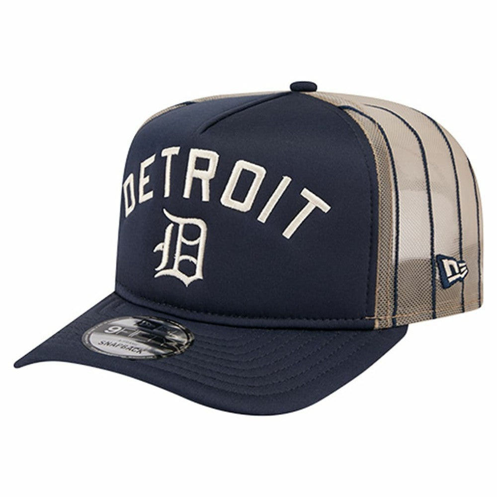 Detroit Tigers Vintage Arched Foam Front 9FIFTY A-Frame Adjustable Trucker Hat - Navy | New Era