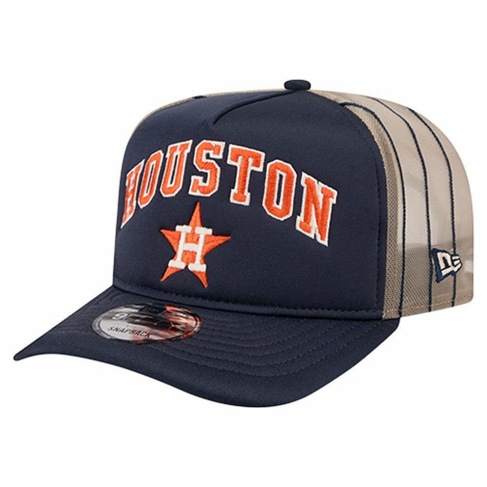 Houston Astros Vintage Arched Foam Front 9FIFTY A-Frame Adjustable Trucker Hat - Navy | New Era