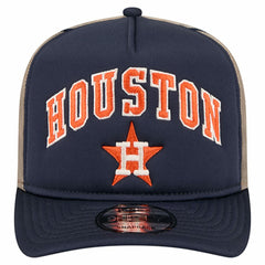 Houston Astros Vintage Arched Foam Front 9FIFTY A-Frame Adjustable Trucker Hat - Navy | New Era