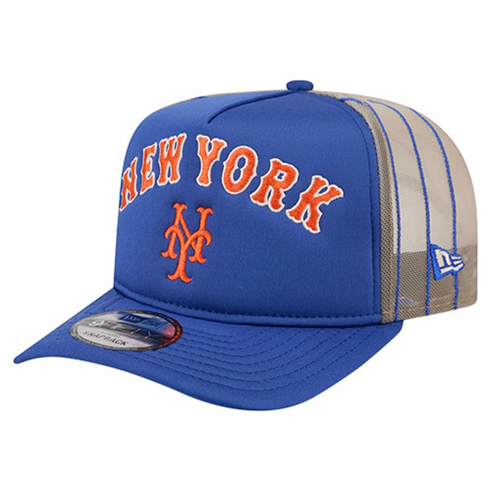 New York Mets Vintage Arched Foam Front 9FIFTY A-Frame Adjustable Trucker Hat - Royal | New Era