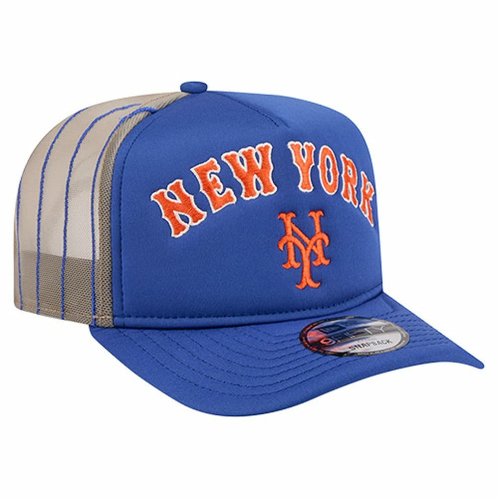 New York Mets Vintage Arched Foam Front 9FIFTY A-Frame Adjustable Trucker Hat - Royal | New Era